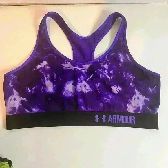 Under Armour Green & Purple Heat Gear Mid Impact Support Sports Bra Medium Lot - Picture 5 of 7